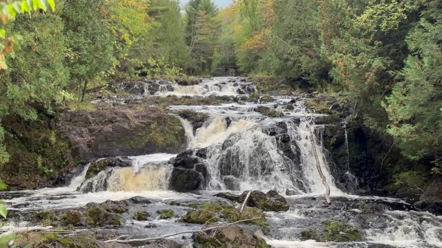 Red Granite Falls along the Doughboy trail in Copper Falls State Park in Ashland County, Wisconsin, contains a section of the Bad River and its tributary the Tylers Forks.