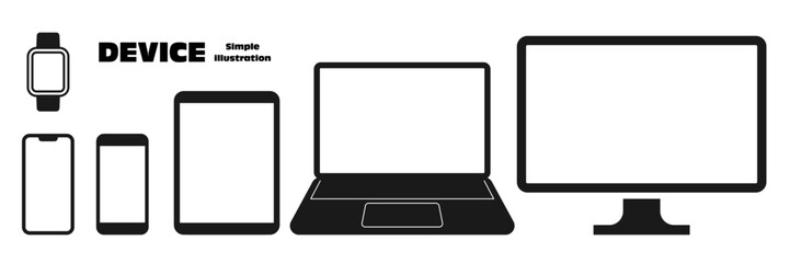 スマートフォン PC タブレット ラップトップ などのイラスト素材セット ベクター シンプル 白背景  © neg