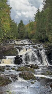 Red Granite Falls along the Doughboy trail in Copper Falls State Park in Ashland County, Wisconsin, contains a section of the Bad River and its tributary the Tylers Forks.