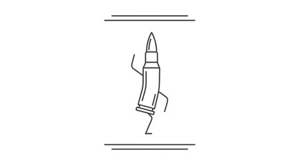 Fototapeta premium Bullet Character Dancing with Arms and Legs, Minimalist Line Art