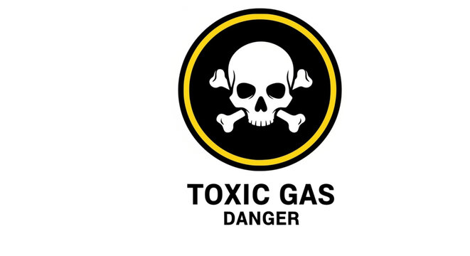 Toxic Gas Danger Symbol with Skull and Crossbones Warning Sign