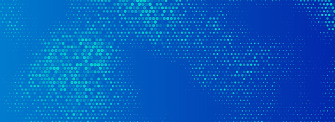 Blue glowing hexagon background. Abstract hexagonal grid gradient texture. Navy honeycomb pattern backdrop. Vector modern business, science, healthcare, medicine, technology, presentation wallpaper © moh
