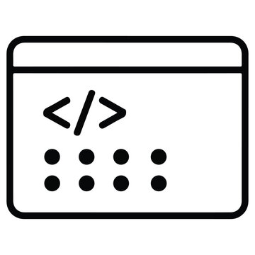 Web Development and Software Programming Code Interface Icon with Custom Code Elements on Browser Window Vector Illustration