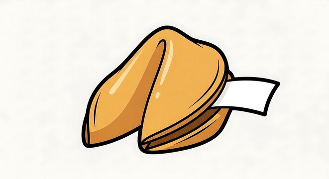 Cartoon fortune cookie illustration.