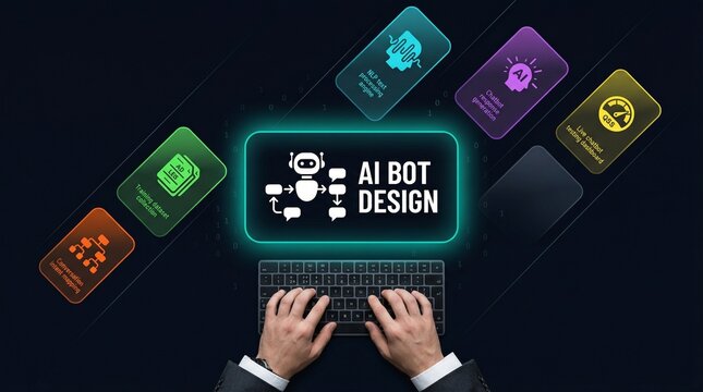 artificial intelligence bot design computer screen &ndash; high-end business visual with copy space