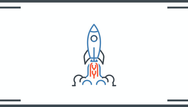 Rocket Launching into Space, Startup Business Concept, Innovation and Success