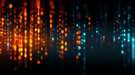 A vibrant display of colorful light streaks creating a dynamic background. The contrasting orange and blue tones evoke a sense of energy and movement, perfect for digital designs.