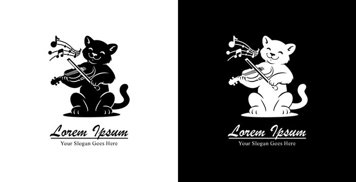 Logo design in the form of a panther playing the violin