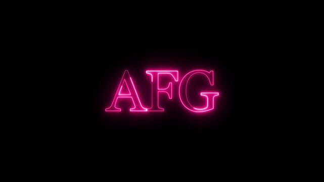 Neon pink glowing letters AFG pulsate on a sleek black background, creating an energetic and modern display for various applications