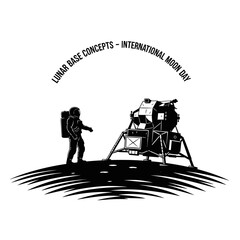 Astronaut and Lunar Module on Moon Surface International Moon Day. © Suhadi_Martodimejo