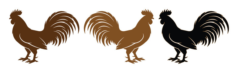 Rooster silhouette vector set, elegant farm animal icon collection. Stylized cockerel graphic elements, perfect for branding, logos, and agricultural designs. © Shanza