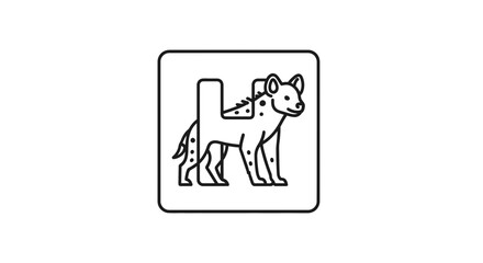 Fototapeta premium Hyena Animal Letter H Alphabet Icon, Cute Cartoon Style