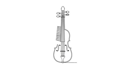 Fototapeta premium Indian Sarangi Musical Instrument Line Art Illustration