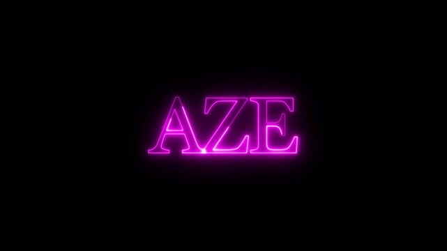 Aze text neon glowing animation, creative light glowing neon aze text effect, aze text glowing sign