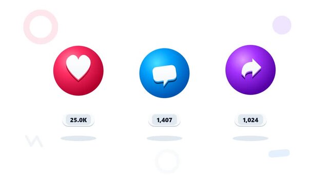 Social Media Engagement Icons with Counts.