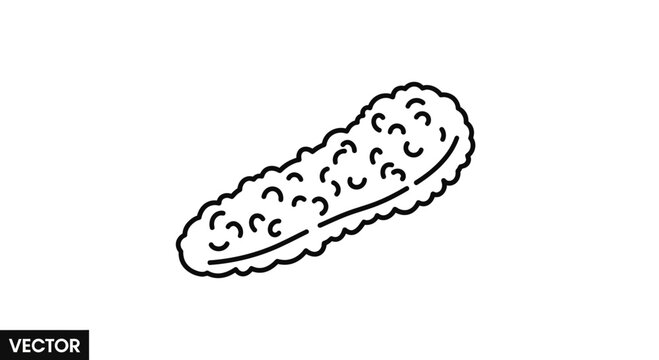 Crispy Fried Pickle Spear, Hand-Drawn Vector Illustration