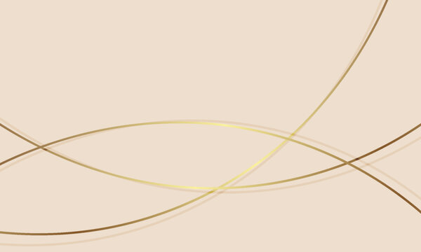 Sophisticated golden wave line design on a smooth light nude background with copy space.