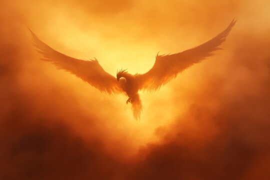 Majestic roc soaring above sunlit desert skies