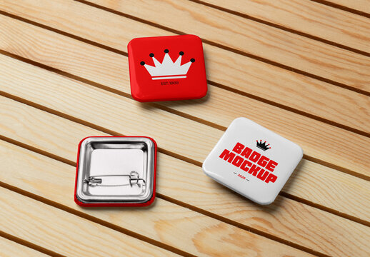 Three Lying Rectangle Badges Mockups