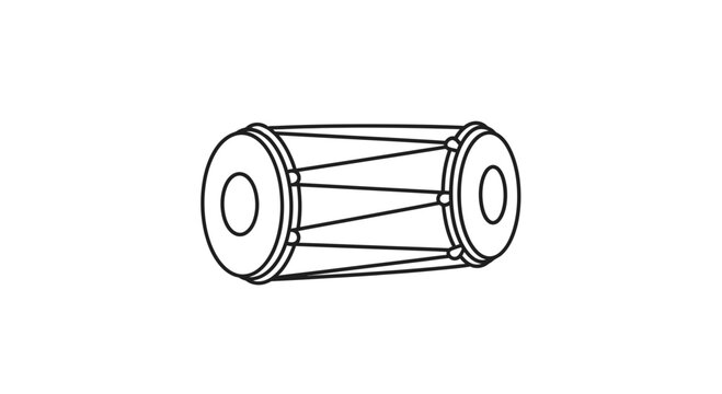 Hand Drawn Illustration of a Dholak Drum