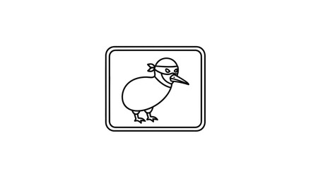 Fototapeta premium Cute Kiwi Bird Ninja Character Icon, Cartoon Style