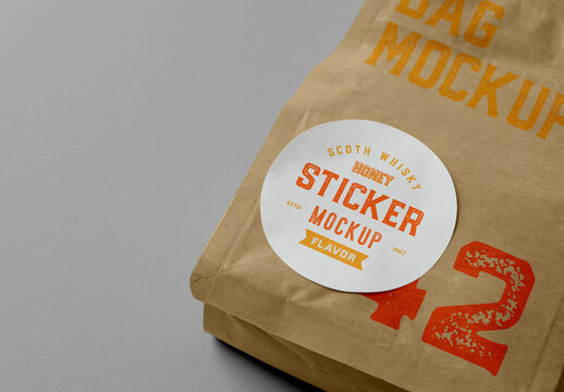 Lying Bag with Sticker Mockup