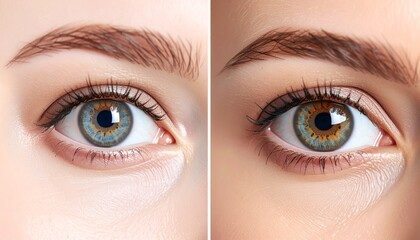 Fototapeta premium Macro Comparison of Healthy Clear Eye Lens and Cloudy Cataract Eye