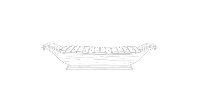 Traditional Indonesian Gamelan Instrument, Balinese Kulintang, Outline Drawing