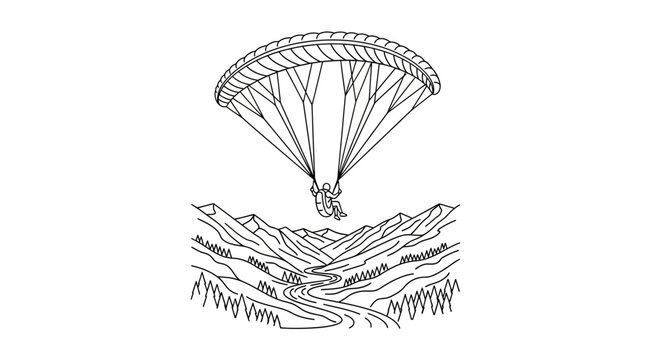 Person Paragliding Over Mountainous Terrain Freely.
