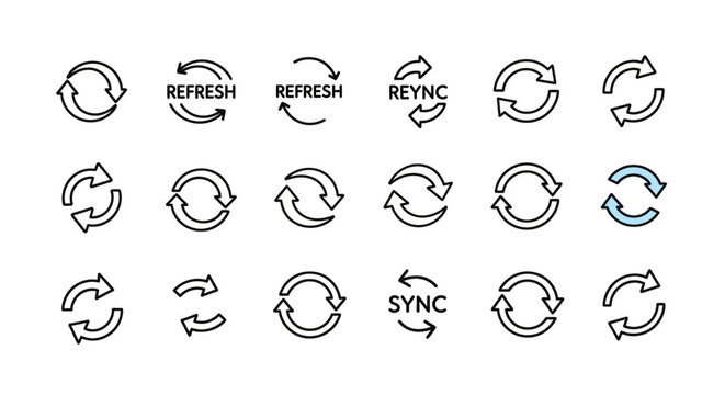 Hand-Drawn Refresh, Sync, and Recycle Arrow Icons Set