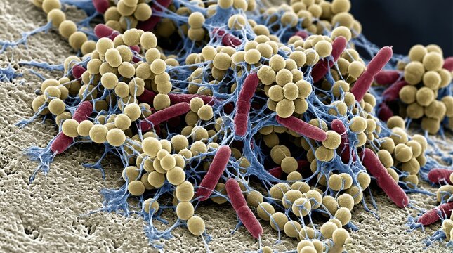 Microscopic View Of Streptococcus Mutans And Bacilli Ion-Abrasion Scanning Electron Micrograph The Impact Of Dental Decay
