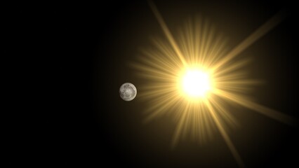 Moon and space. 3d illustration © Wublie