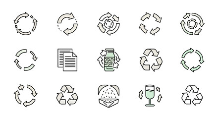 Fototapeta premium Recycling and Sustainability Icons Set: Eco-Friendly Waste Management Symbols