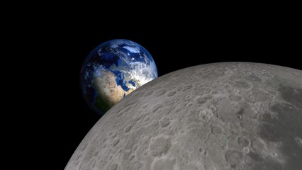 Moon and space. 3d illustration © Wublie