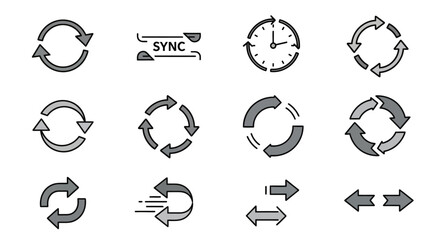 Fototapeta premium Refresh, Sync, and Circular Arrow Icons Collection for UI/UX Design