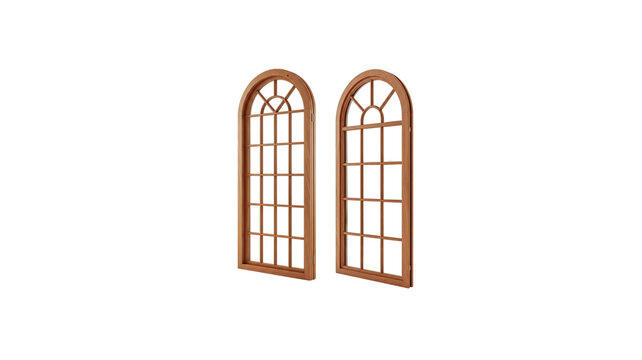 Arched window isolated on transparent background in PNG format. Suitable for architectural and interior projects.