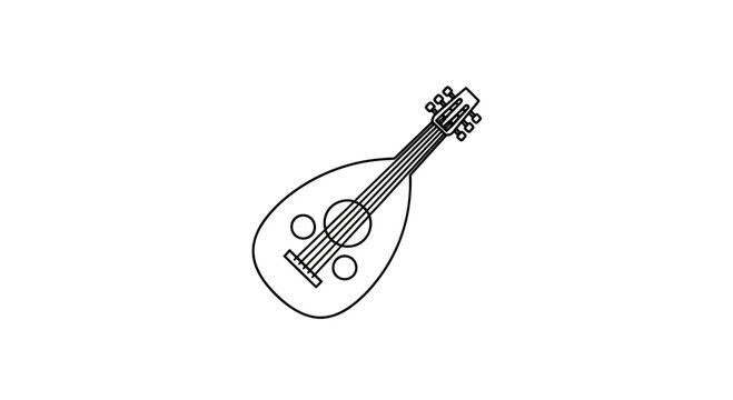 Oud Instrument Icon, Traditional Stringed Musical Instrument, Vector Illustration