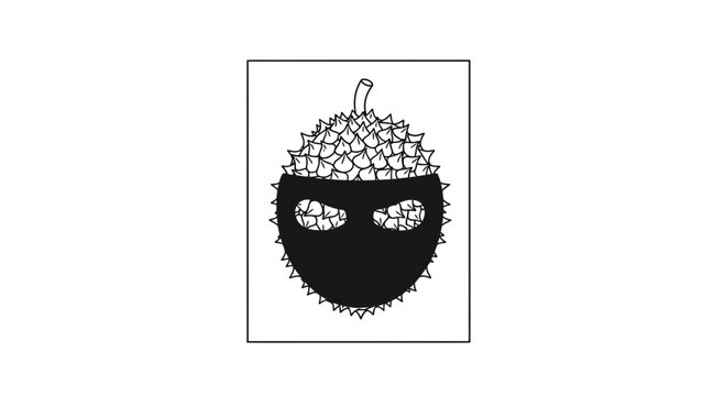 Mysterious Durian Fruit with Masked Face, Intriguing Concept Art