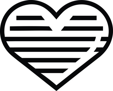 Heart Shaped Icon with Parallel Horizontal Lines Displaying Data or Structural Progress