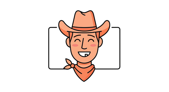 Happy Cowboy Character with Missing Tooth and Bandana, Vector Illustration