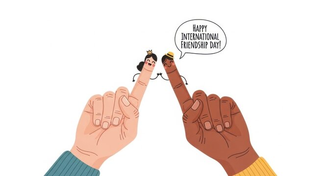Hands making a pinky promise with tiny people, International Friendship Day