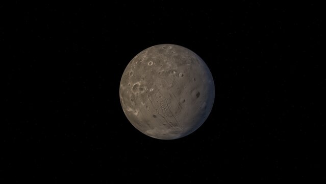  Planet mars with it moons Phobos. 3d illustration