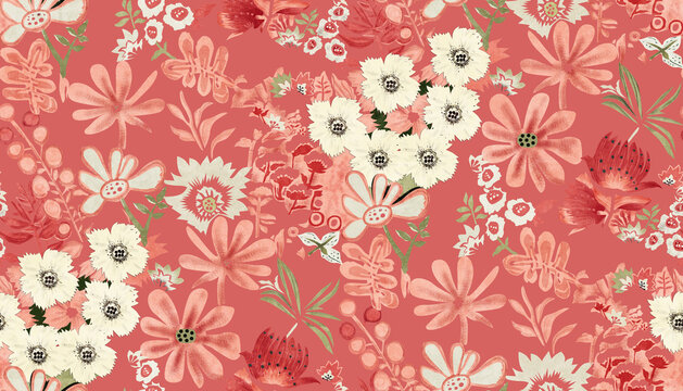 watercolour floral allover design for printing
