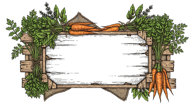 Carrot vegetable garden border illustration.