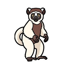 Fototapeta premium Cartoon lemur standing on hind legs.