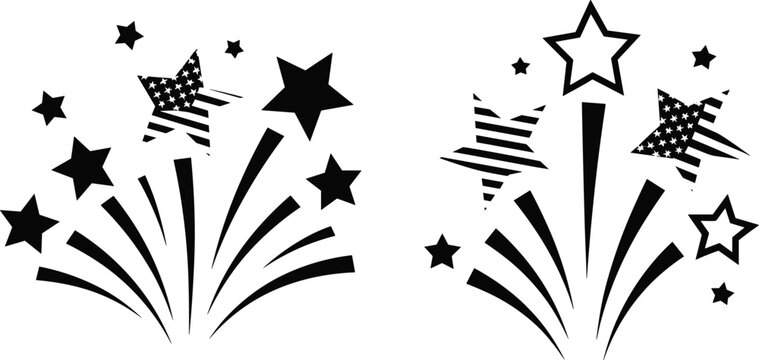 Firework Stars Burst Vector Set with Sparkling Designs for Celebration and Party Decorations