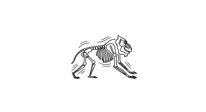 Monkey Skeleton Illustration: Primate Anatomy, Bone Structure, Evolutionary Science