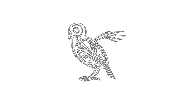 Anatomical Owl Skeleton Illustration - Detailed Bird Bone Structure
