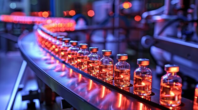 Automated production line for glass vials showcasing modern advancements in vaccine development