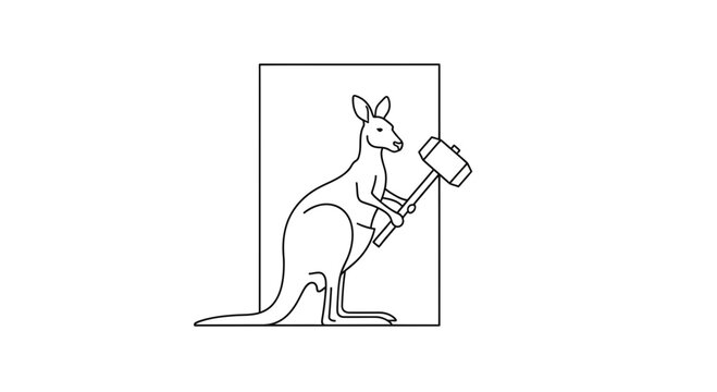 Kangaroo Holding Mallet Icon Vector Illustration